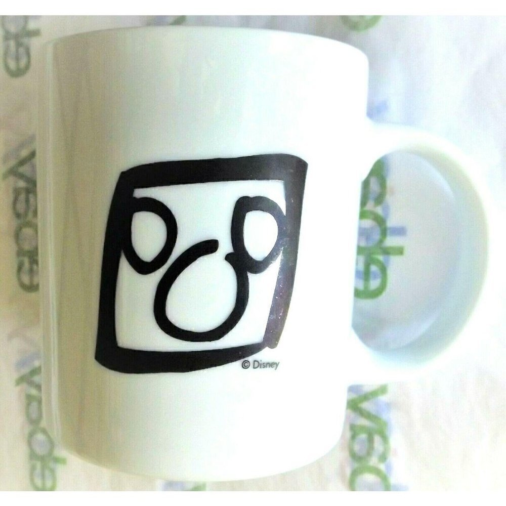 Disney white porcelain with black Mickey logo 12 ounce mug